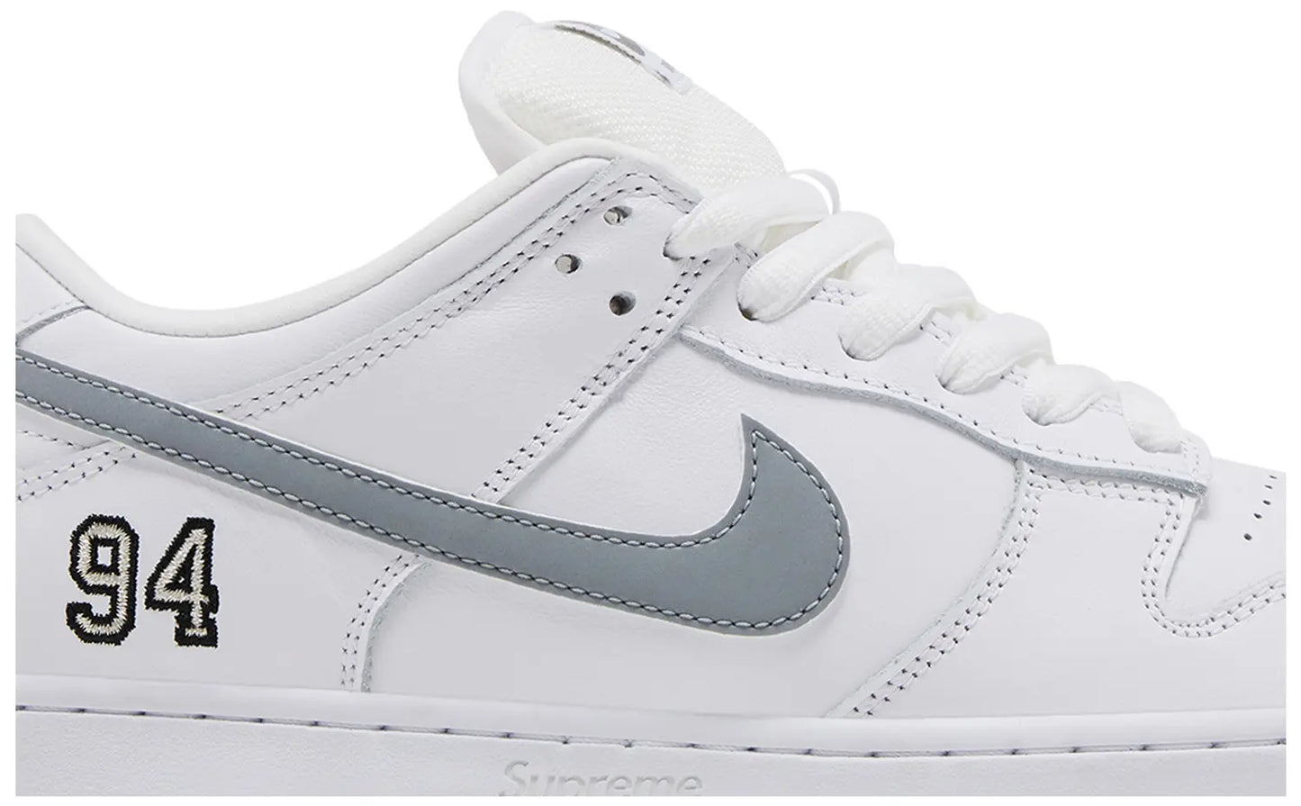 Supreme x Nike Dunk Low SB 'White Metallic Silver'