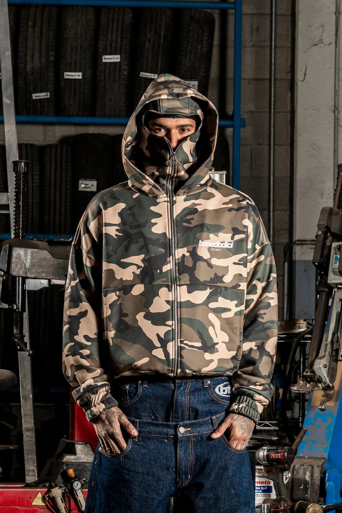 Balaclava Full Zip "DETROIT" Camo Green