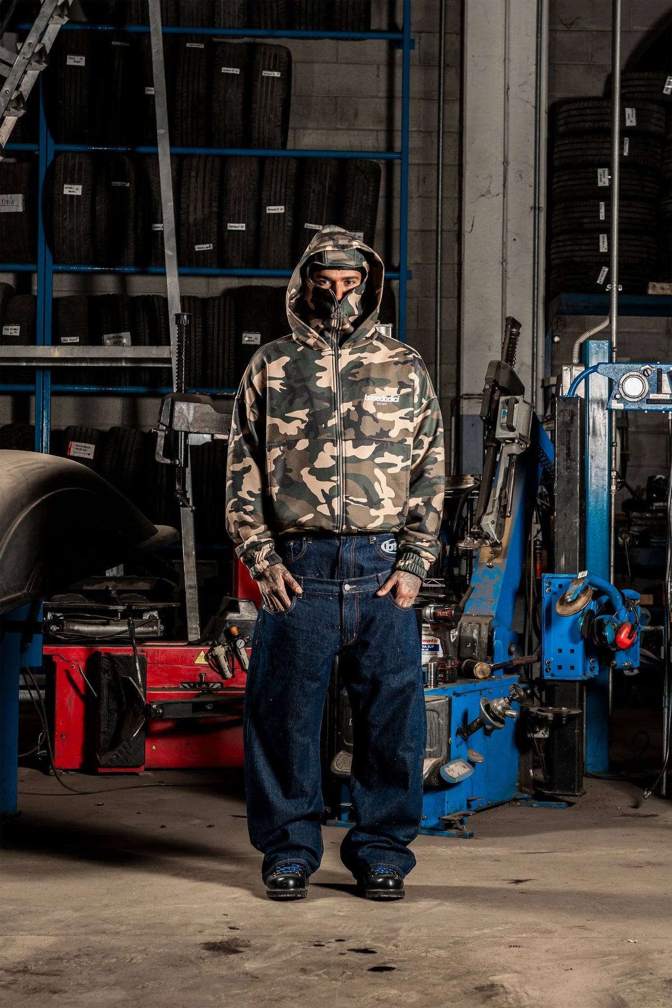 Balaclava Full Zip "DETROIT" Camo Green