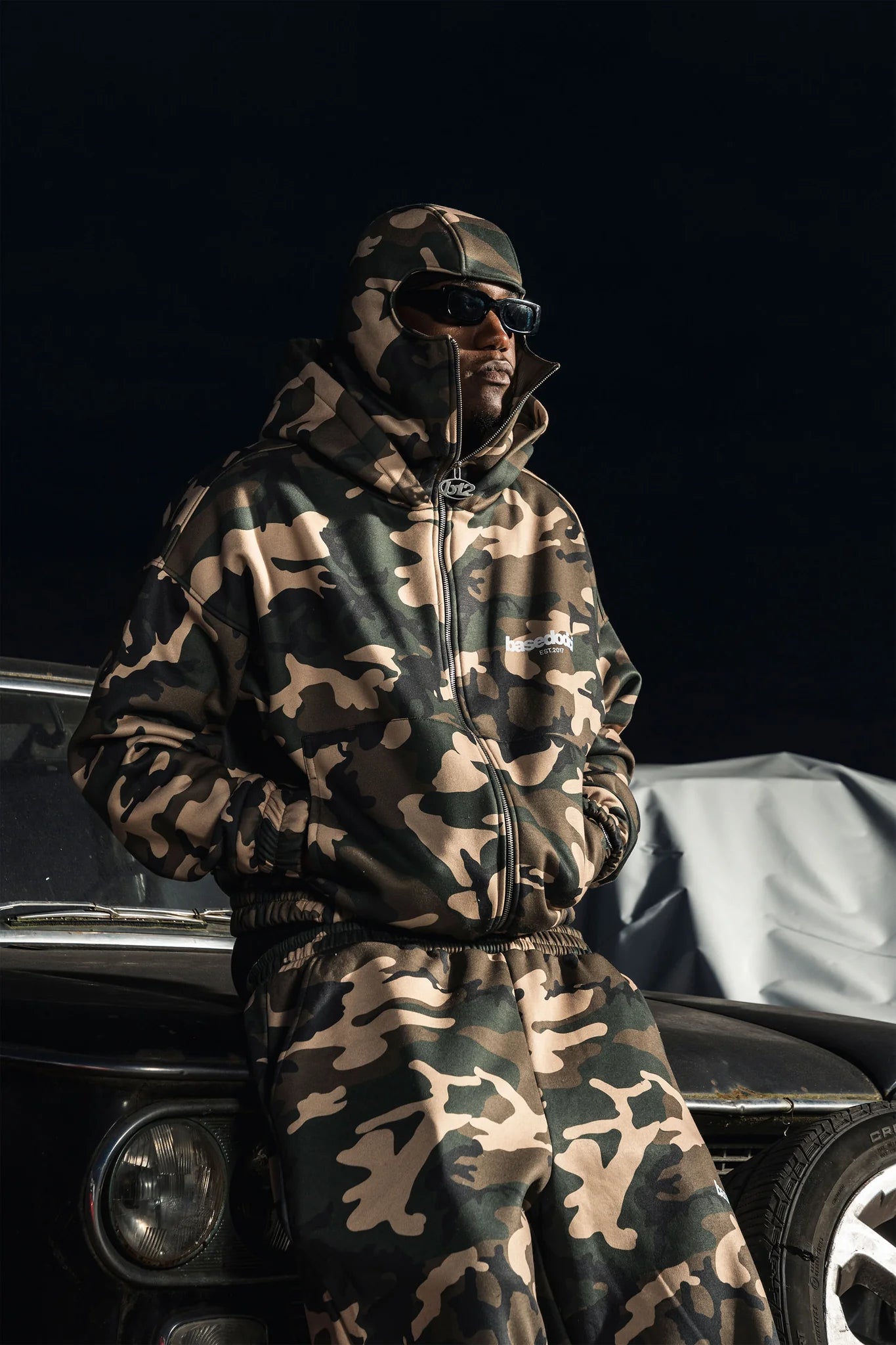 Balaclava Full Zip "DETROIT" Camo Green
