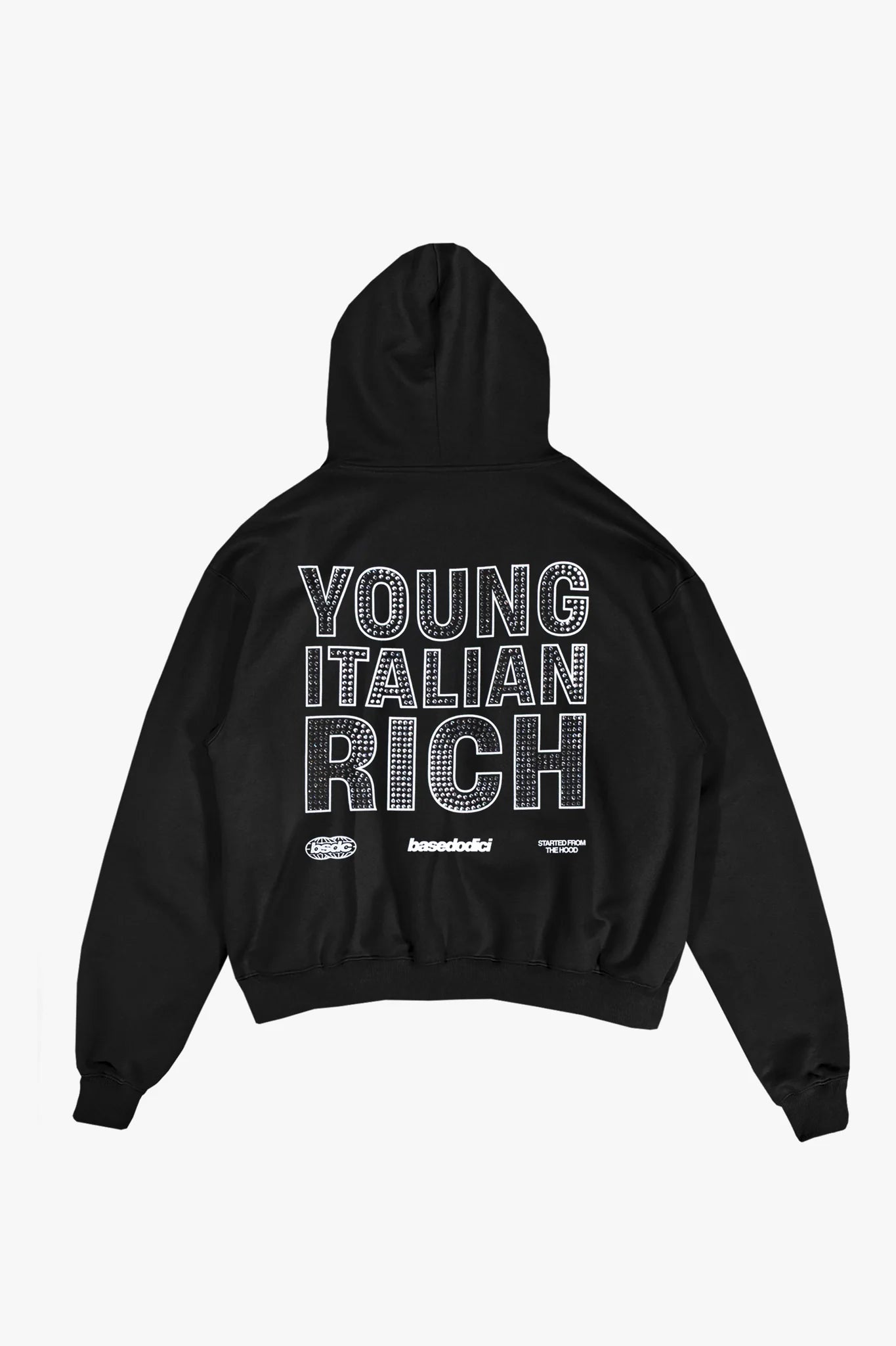 Hoodie "WORLD TOUR" Italian Rich Black/Strass
