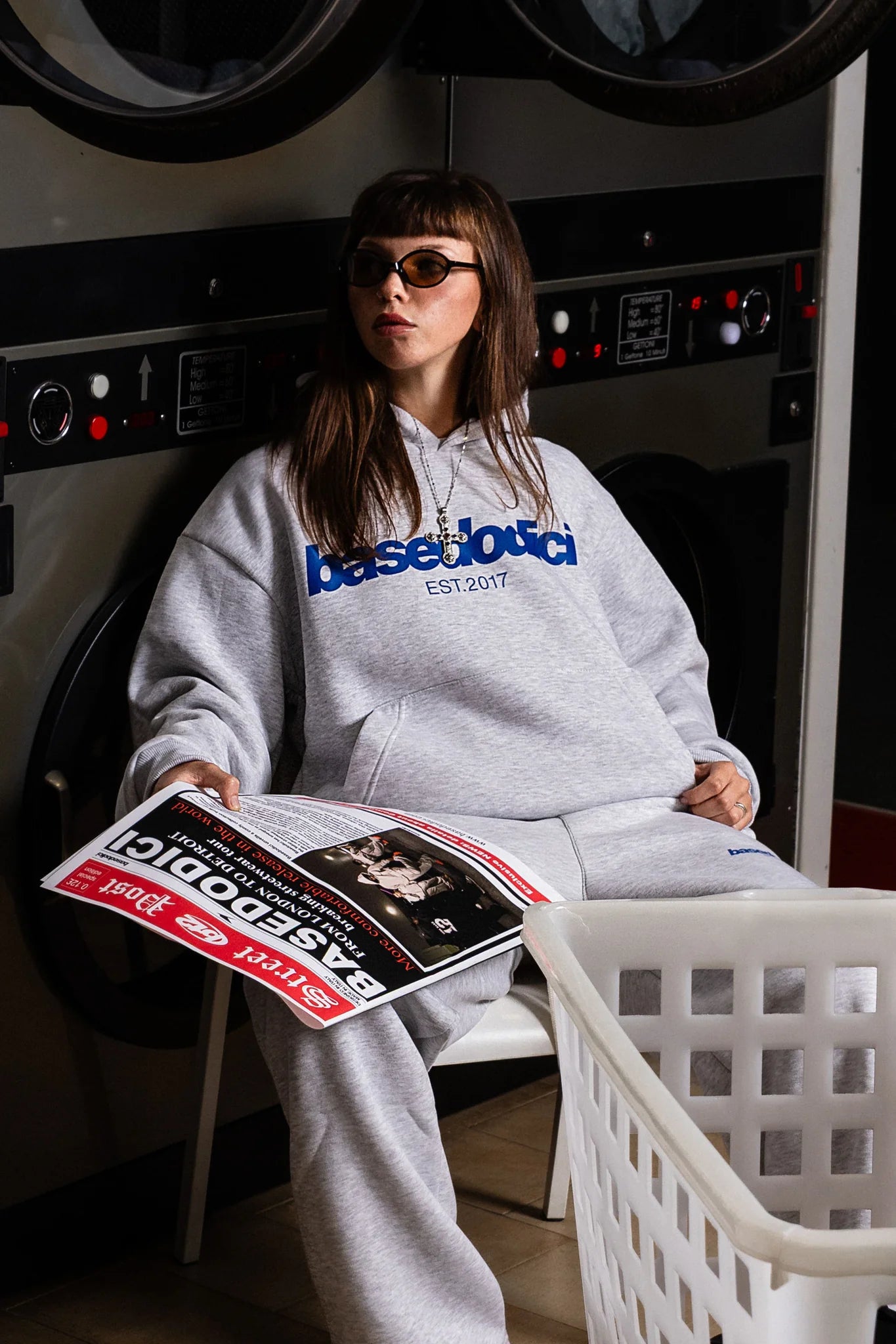 Hoodie "COMFY" Front Logo AshGrey/Blue