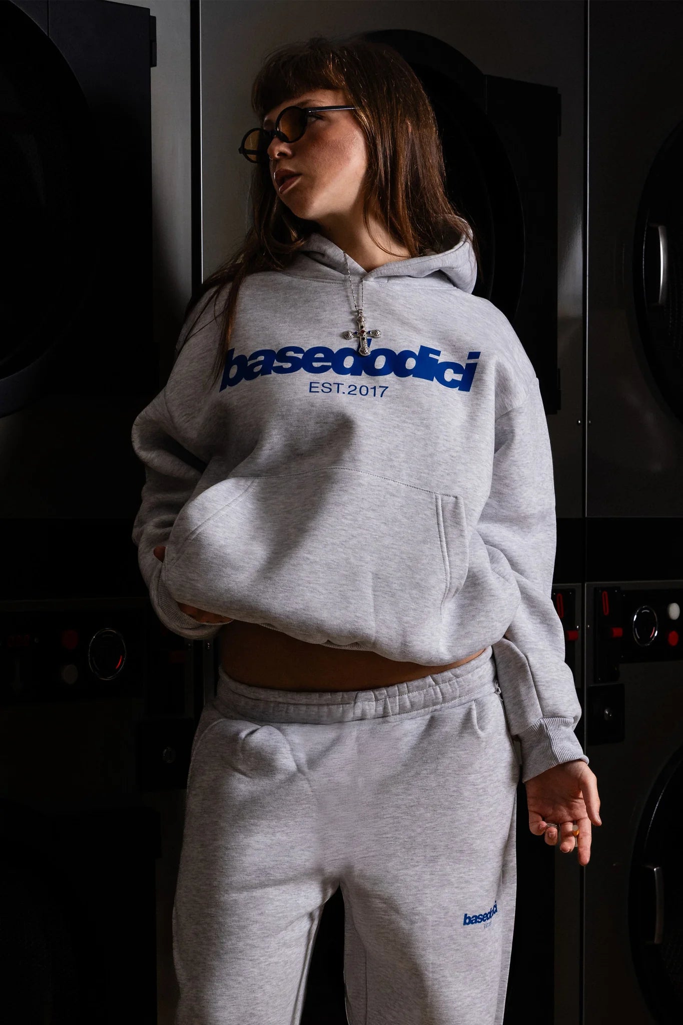 Hoodie "COMFY" Front Logo AshGrey/Blue
