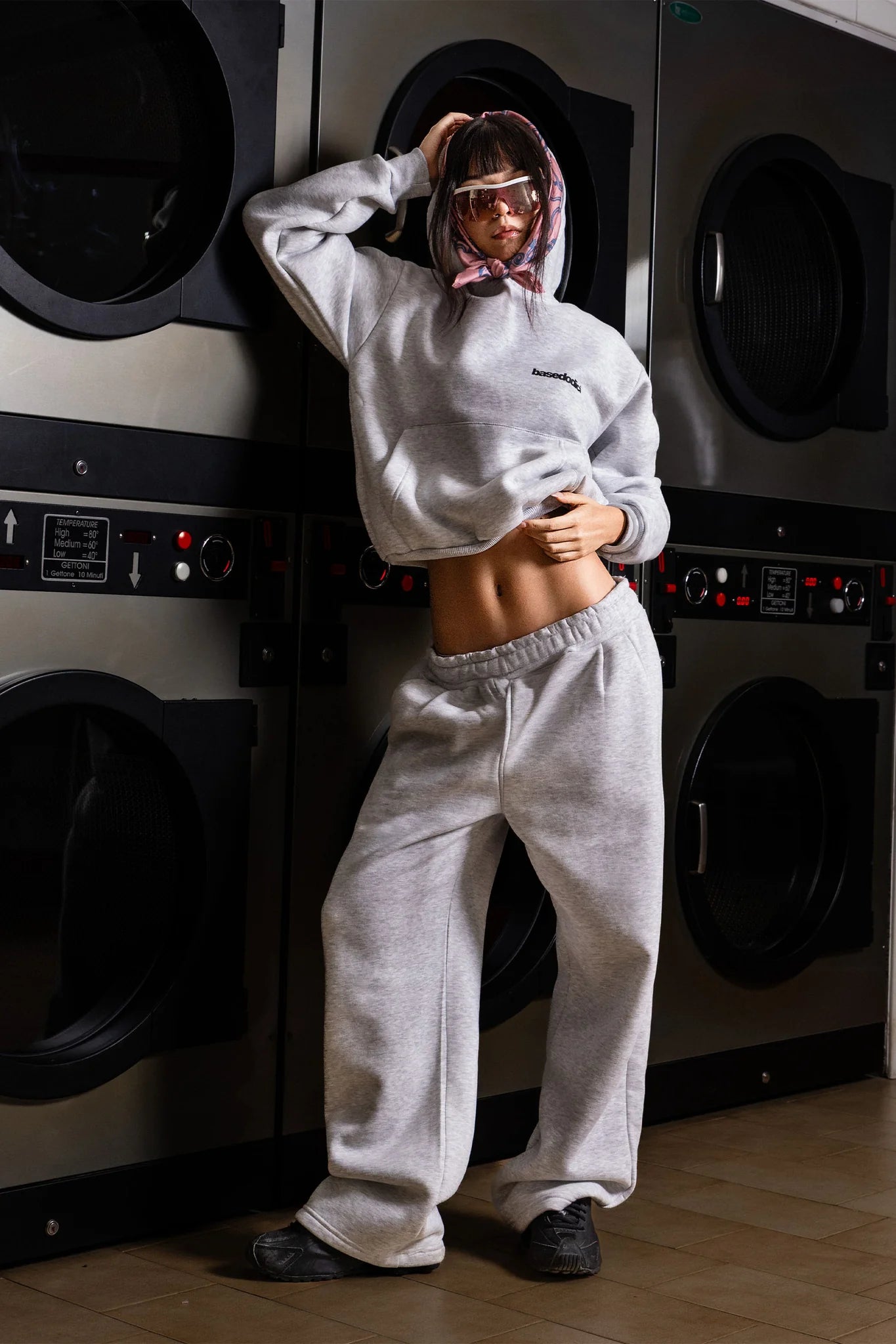 Hoodie "COMFY" Vertical Logo AshGrey/Black