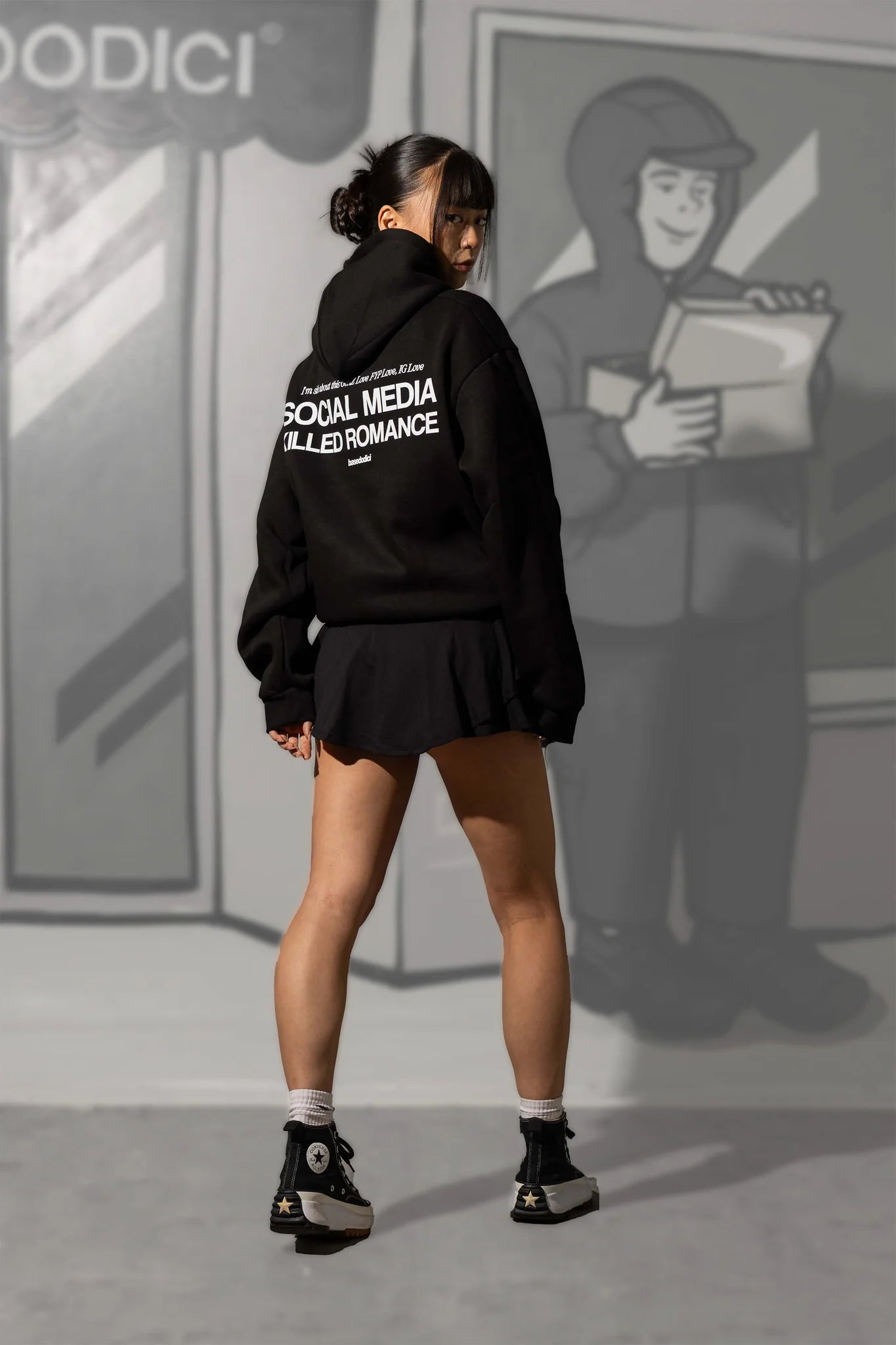 Hoodie "KILLED ROMANCE" Black/White